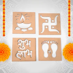 Wooden Decorative Cutouts – Mix Design 4-Piece Festive Set