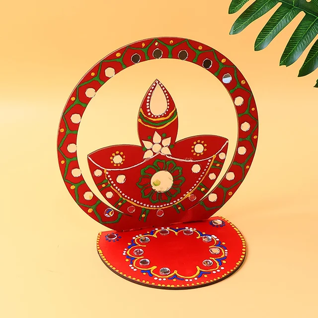 Wooden Decorative Diya Stand – Handcrafted Festive Tea Light Holder