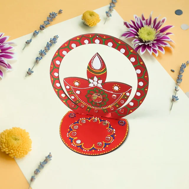 Wooden Decorative Diya Stand – Handcrafted Festive Tea Light Holder