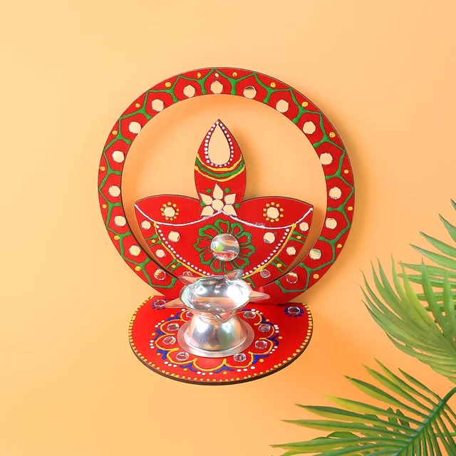 Wooden Decorative Diya Stand – Handcrafted Festive Tea Light Holder