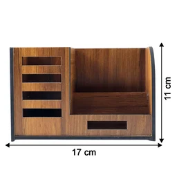 Wooden Desk Organizer – Multi-Compartment Office Storage Stand