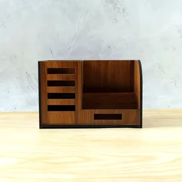 Wooden Desk Organizer – Multi-Compartment Office Storage Stand