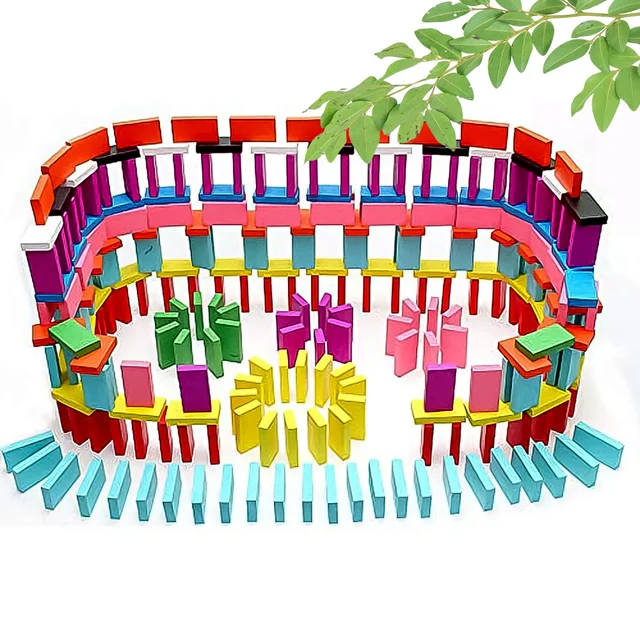 Wooden Domino Blocks – 120 Pcs Colorful Stacking Set | Aditi