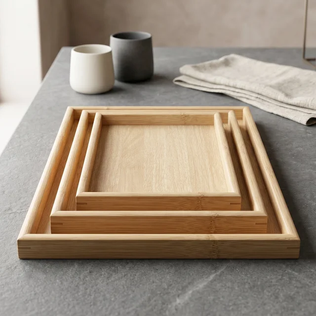 Wooden Finish Multipurpose Serving Tray Set – Stylish & Durable
