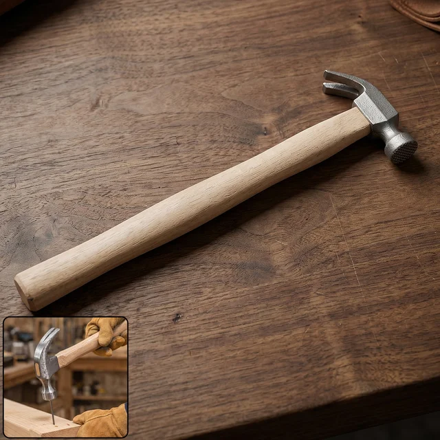 Wooden Handle Claw Hammer – Durable Steel Head for Carpentry