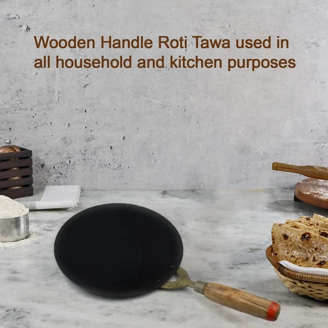 Wooden Handle Roti Tawa – Nonstick Iron Pan | Storenzo