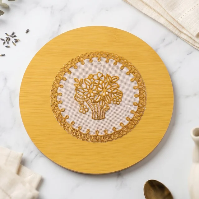 Wooden Heat Resistant Round Coaster – Protects Surfaces & Prevents Heat Marks