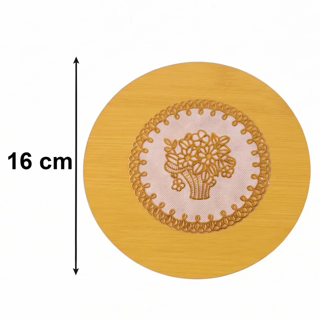 Wooden Heat Resistant Round Coaster – Protects Surfaces & Prevents Heat Marks