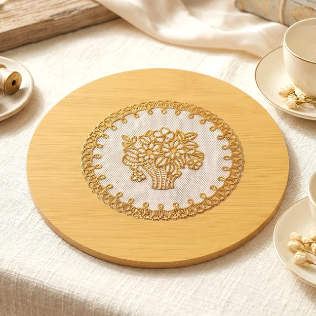 Wooden Heat Resistant Round Coaster – Protects Surfaces & Prevents Heat Marks