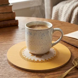 Wooden Heat Resistant Round Coaster – Protects Surfaces & Prevents Heat Marks