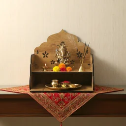 Wooden Home Mandir – Temple Style Pooja Stand with Lord Ganesha