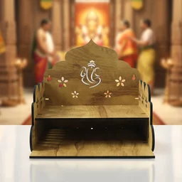 Wooden Home Mandir – Temple Style Pooja Stand with Lord Ganesha