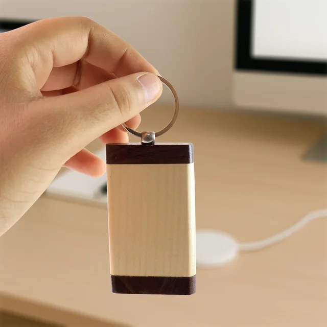 Wooden Keychain – Premium Dual-Tone Rectangular Key Holder