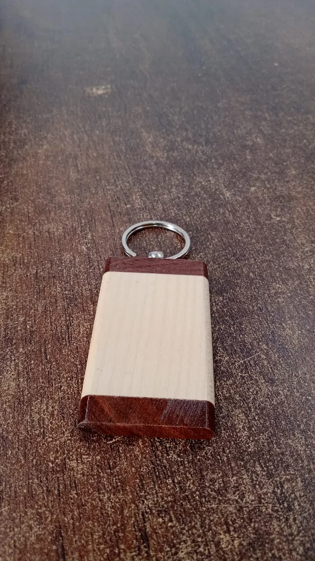 Wooden Keychain – Premium Dual-Tone Rectangular Key Holder