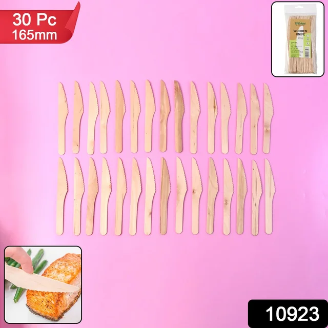 Wooden Knife – 165mm Smooth, Eco-Friendly Cutlery 30 Pcs Pack