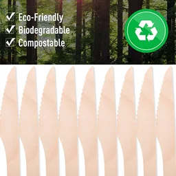 Wooden Knife – 165mm Smooth, Eco-Friendly Cutlery 30 Pcs Pack