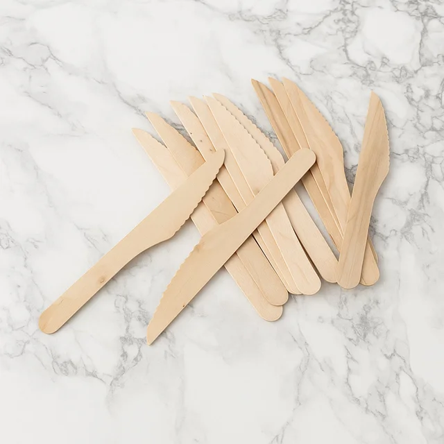 Wooden Knife – 165mm Smooth, Eco-Friendly Cutlery 30 Pcs Pack