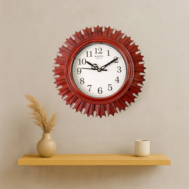 Wooden Look Wall Clock – Silent, Easy-Read for Home | VoltDesk