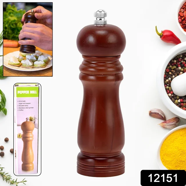 Wooden Pepper Mill – Adjustable Ceramic Grinder | Grippy