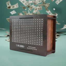 Wooden Piggy Bank – Fun Savings Challenge with Emoji Pan
