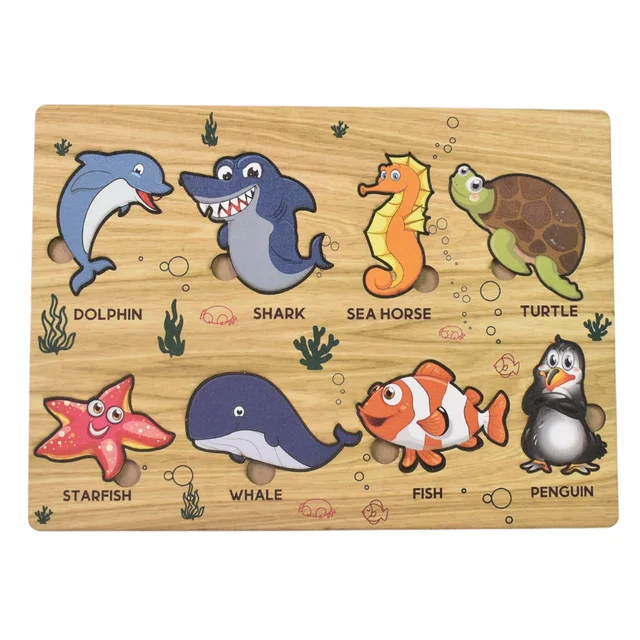 Wooden Sea Animal Puzzle – Educational Toy for Kids | Inventive Play