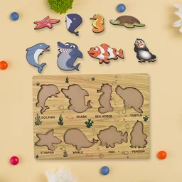 Wooden Sea Animal Puzzle – Educational Toy for Kids | Inventive Play