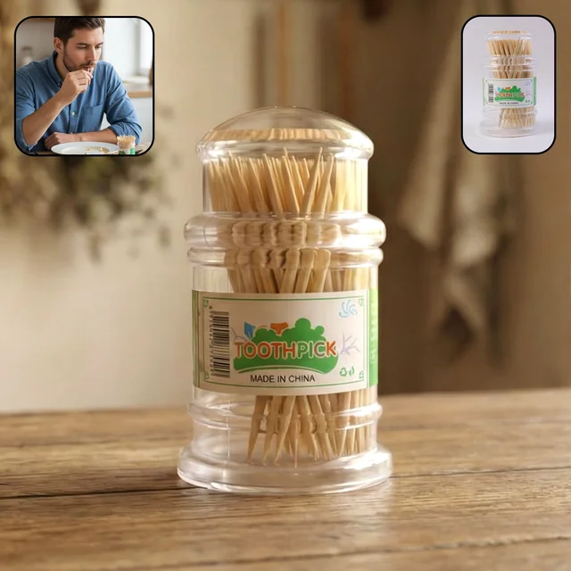 Wooden Toothpick Jar – Premium Hygienic Storage Pack