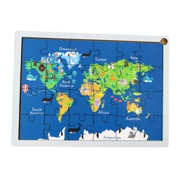 Wooden World Map Puzzle – Educational Geography Toy for Kids