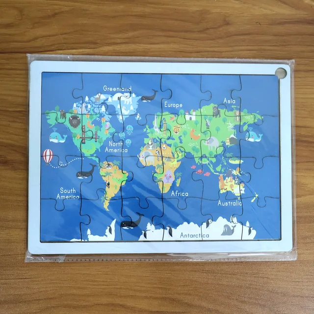 Wooden World Map Puzzle – Educational Geography Toy for Kids