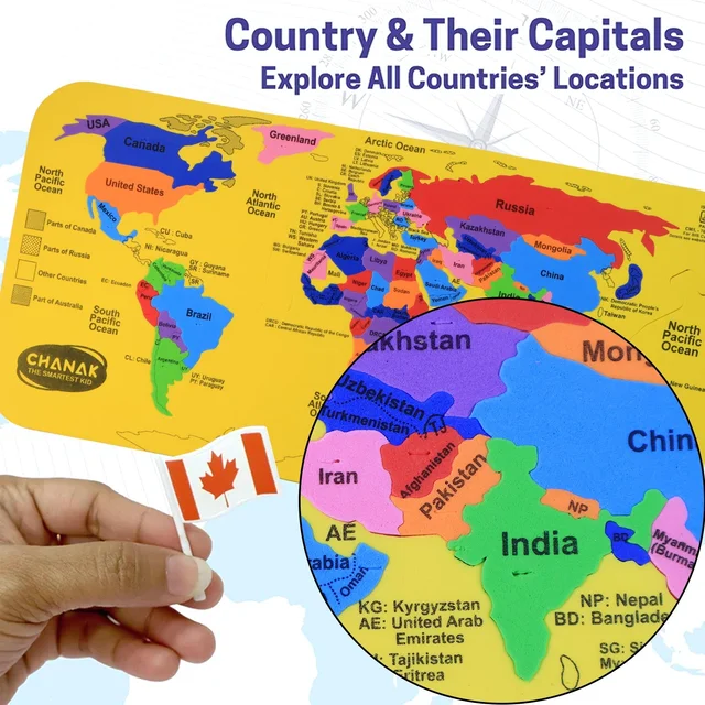 World Map Puzzle – Educational EVA Foam Toy for Kids 5+