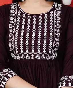 New Trendy Printed Hand work Gaithering Anarkali kurta Mo - M