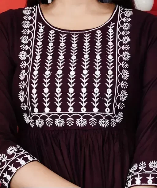 New Trendy Printed Hand work Gaithering Anarkali kurta Mo - M