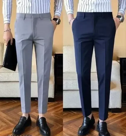 Pesado Lnt Grey&NavyBlue Trouser For Men's Pants Mo - 28