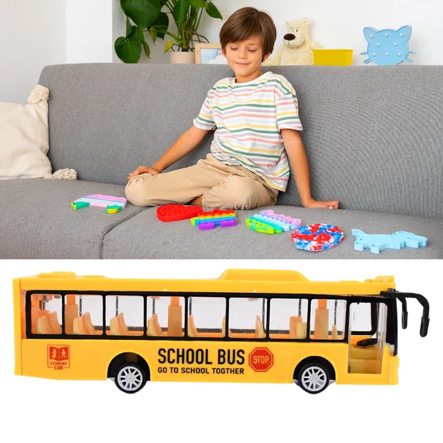 Yellow Mini Bus Toy – Realistic Details & Durable Plastic