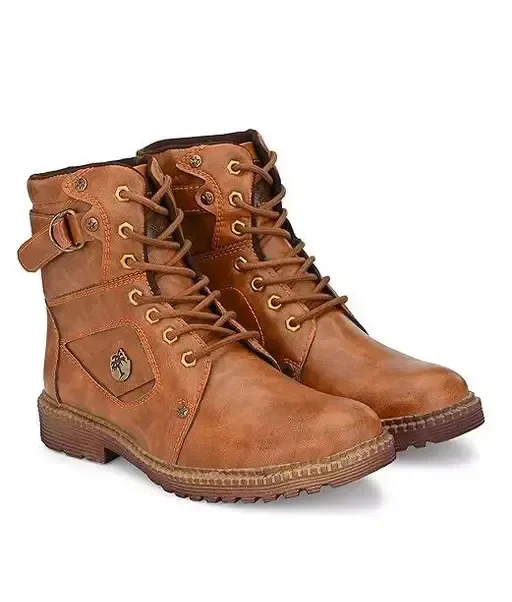 RODSTAR Men's High Top Ankle Casual Biker Riding Biking Lace Ankle Length Trending Boot Shoes For men Mo - IND-7