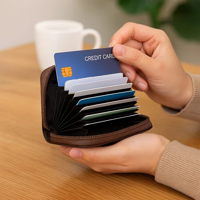 Zip-Around Card Holder Wallet – Compact High-Capacity Organizer