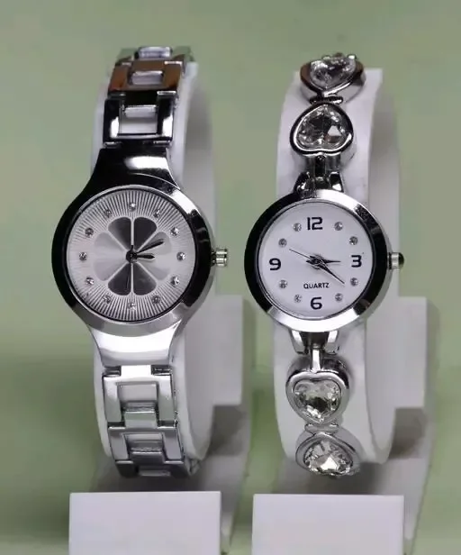 Flower Designed Premium Quality Analog Watch With Diamond Studded Attractive Metal Analog Watch Combo For Women and Girls Mo - Free Size