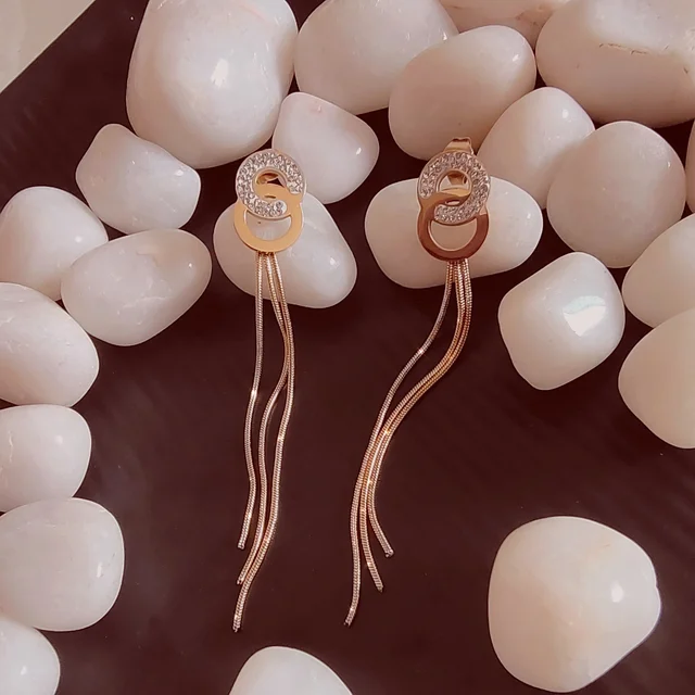 Double Ring Tassel Drop Earrings