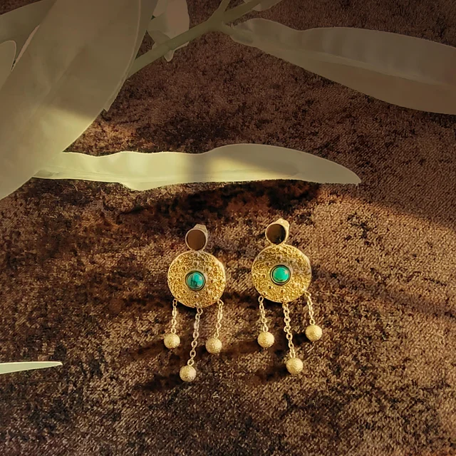 Boho Turquoise Ball Drop Earrings