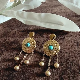 Boho Turquoise Ball Drop Earrings