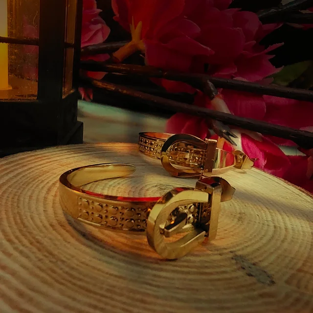 Golden Belt Buckle Hoop Earrings