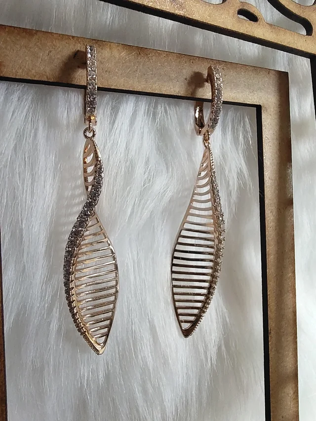 18k Gold Plated Zigzag Diamond Filled Earrings