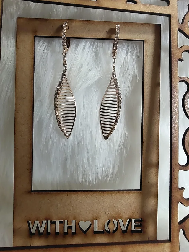 18k Gold Plated Zigzag Diamond Filled Earrings
