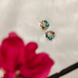 Elegant And Luxurious Diamond Pearl Inlaid Earring - Blue - turquoise
