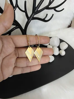 Silver Golden Multi Diamond Shape Drop Earrings