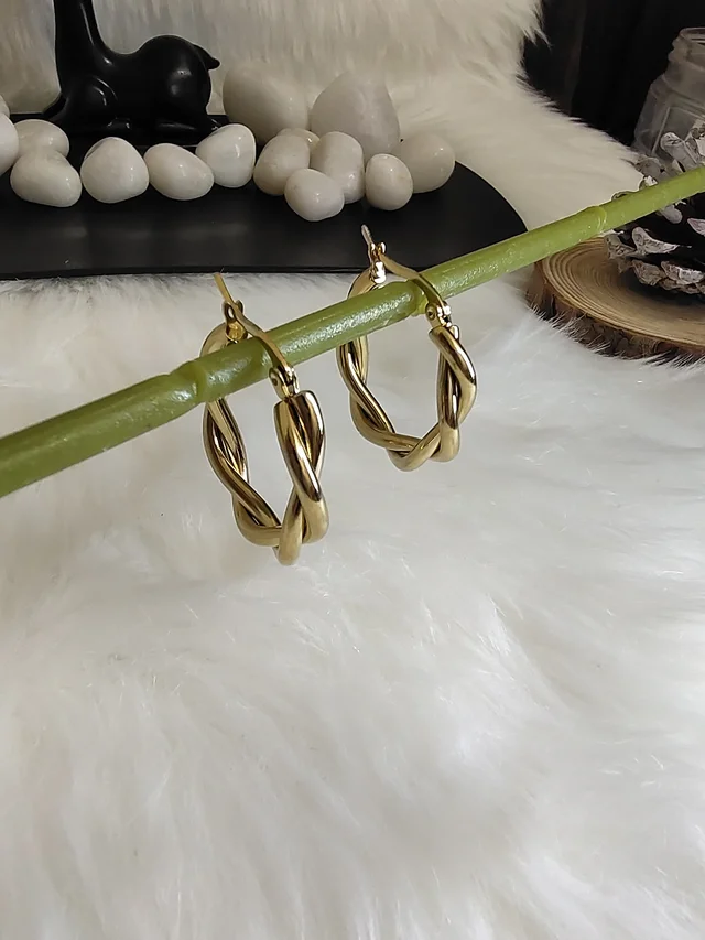 Golden Twisted Hoops- Earrings