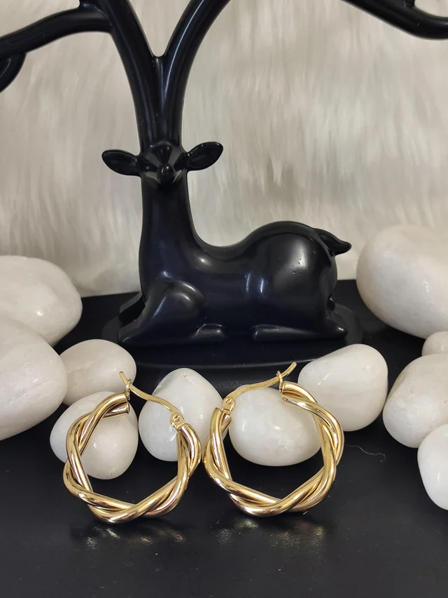 Golden Twisted Hoops- Earrings