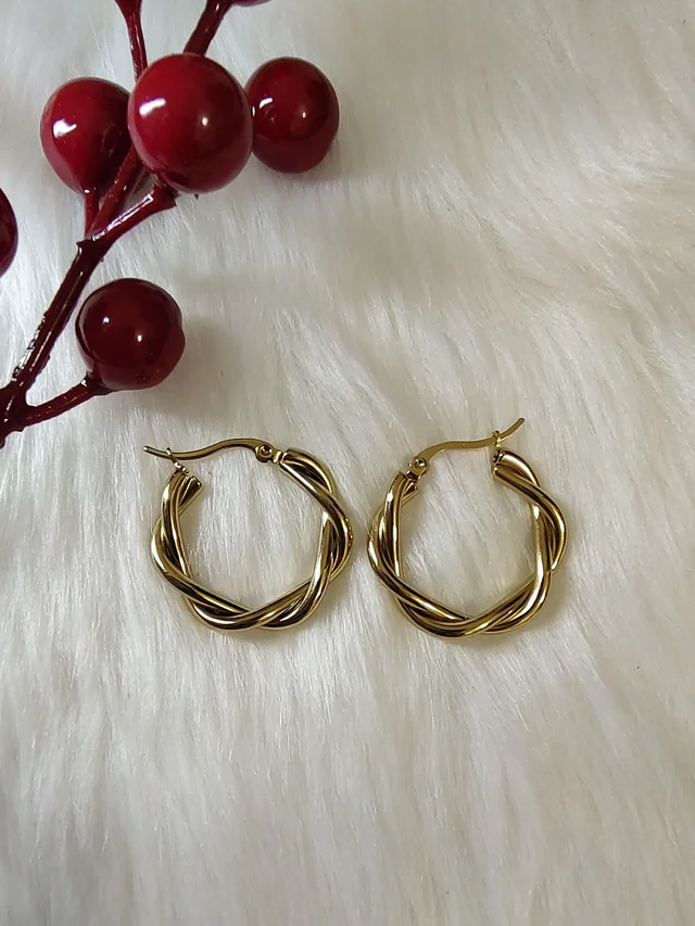 Golden Twisted Hoops- Earrings