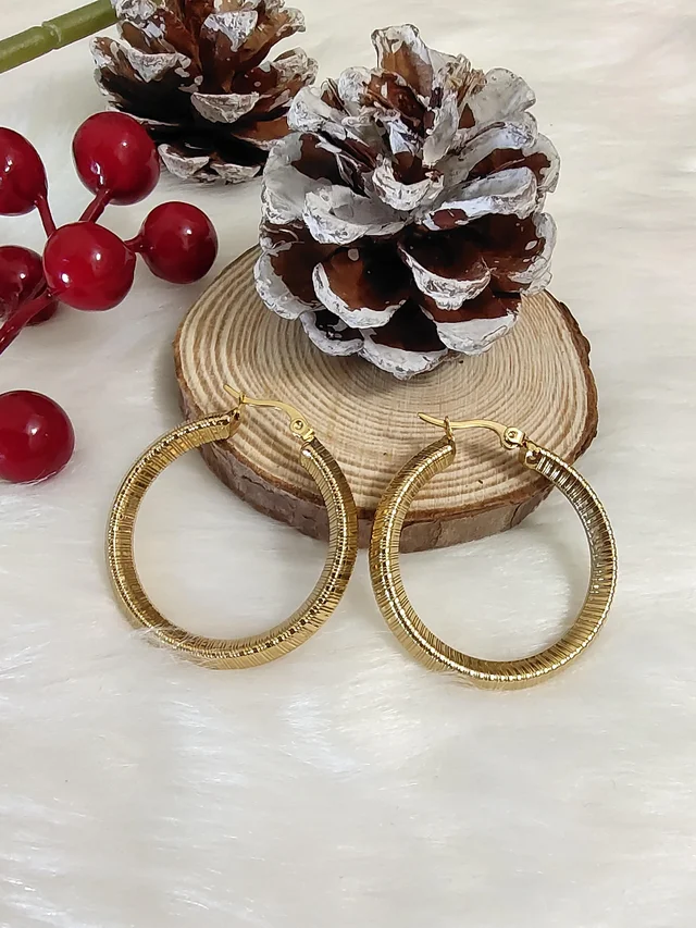 Golden Medium Hoops- Earrings