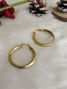Golden Medium Hoops- Earrings